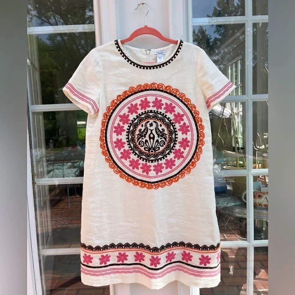 Kate Spade Linen Embroidered Tunic Dress